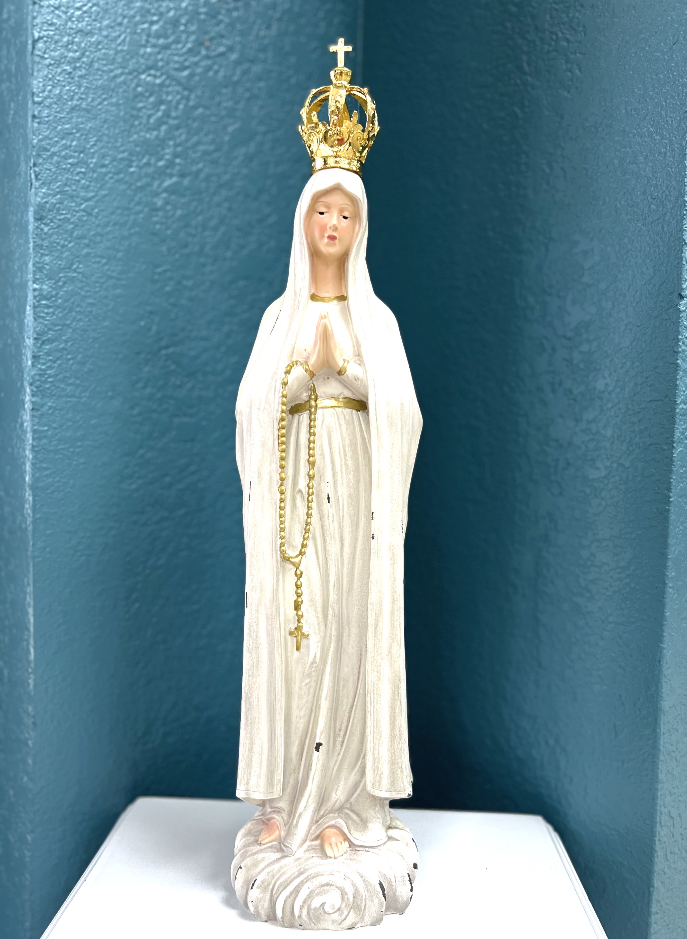 Religious Gift - Our Lady of Fatima -Vintage inspired statue - Roman Inc Collection - 21&quot; H Our Lady of Fatima Materials : POLYRESIN Dimensions : 18.25&quot;H