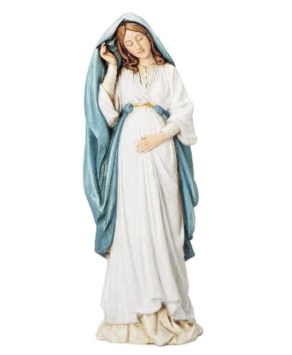 RELIGIOUS GIFTS- SCULPTURE- Expectant Mary Figure - Theme RENAISSANCE COLLECTION Division JOSEPH’S STUDIO ROMAN Materials RESIN/STONE MIX Dimension 8.75&quot; high x 3&quot; wide x 4&quot; deep