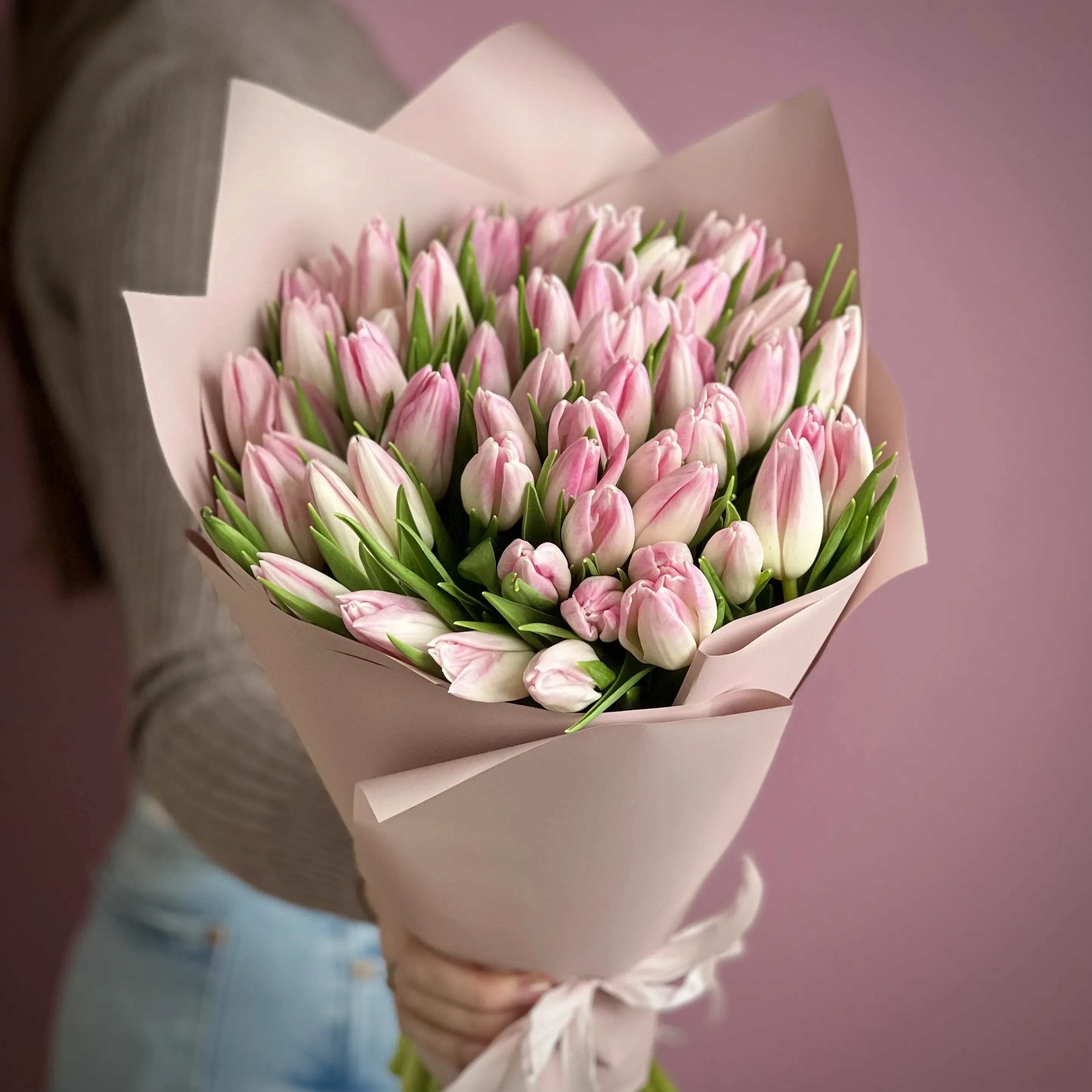 #10 Premium Tulips - Tulips are one of the most romantic flowers, as they look very fragile and delicate, so if you want to show your feelings and please a girl with your attention and care, then this bouquet will be an excellent choice.  if you need specific color of tulips please mention that in the notes Large Bouquets will come without vase