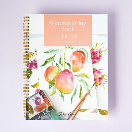 Fruit Watercolor Workbook: Outlined Coloring Pages To Paint - Description  This Watercoloring Book is perfect for art-loving customers of all skill levels! It features step-by-step instructions, watercolor basics, and pre-outlined pages on heavyweight cold-press watercolor paper.   With seven beautiful fruit-themed outlines by artist Jean Choe, it's an ideal gift for aspiring artists, hobbyists, or anyone seeking a relaxing, creative activity. The high-quality materials and engaging instructions make it both fun and educational.  Features:   - Heavyweight (300gsm) watercolor paper with 7 fruit outlines   - Fruits: Pear, Mango, Banana, Fig, Cherry, Papaya, &amp; Dragon Fruit   - Perforated pages for easy display   - Step-by-step instructions and watercolor lessons   - 38 total pages, including 9 watercolor paper sheets   - US Letter size (8.5” x 11”)   - Coil bound   - Includes access to online painting videos   - All designs by Jean Choe