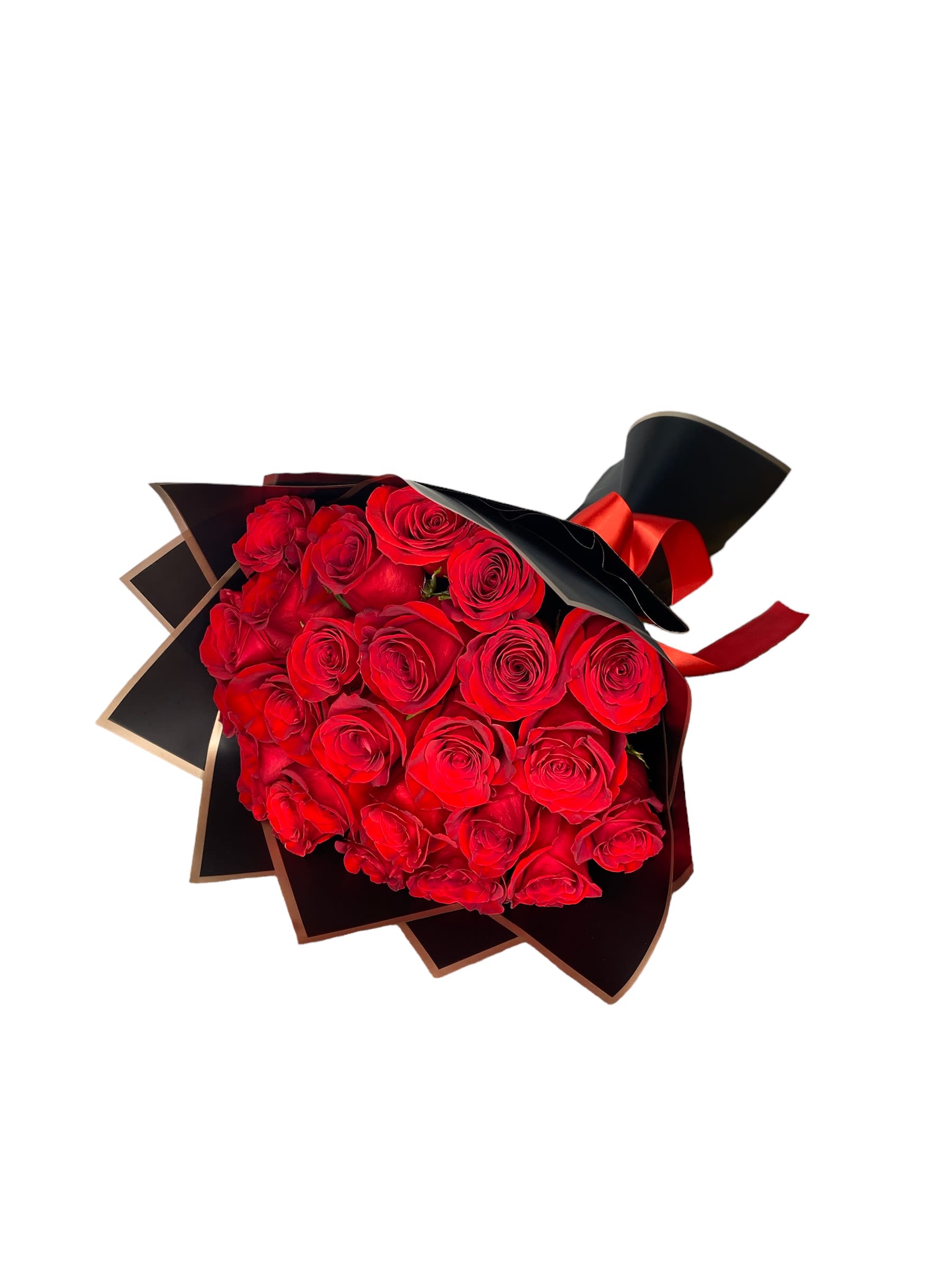 25 Stem- Buchón Style 25 Stem- Buchón Style - Standard- 25 Red Roses Deluxe- 29 Red Roses Premium- 33 Red Roses All with black wrapping