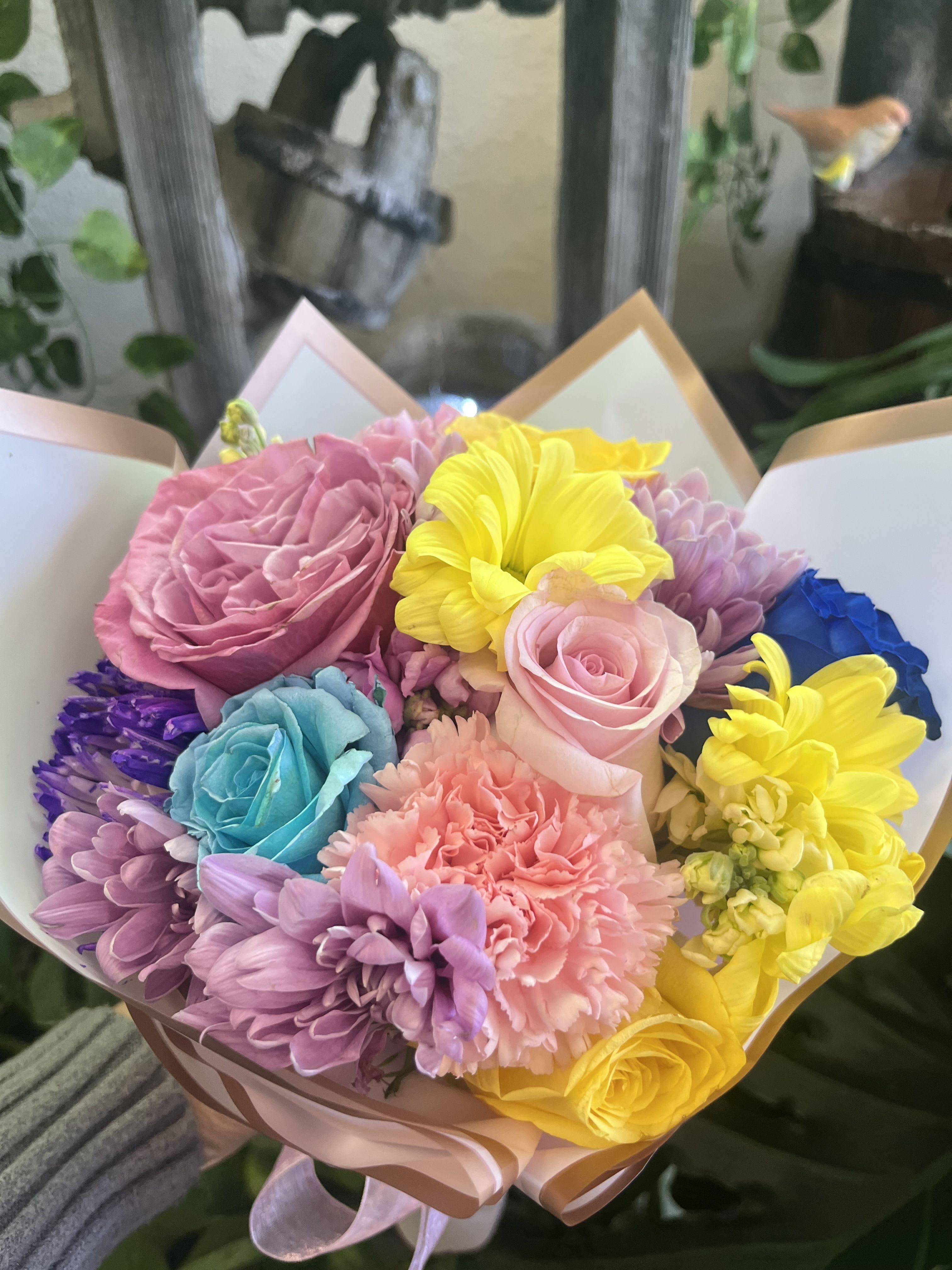 Colorfull bouquet  - fresh Colorfull  mix flowers in bouquet  in wrapping not vase 