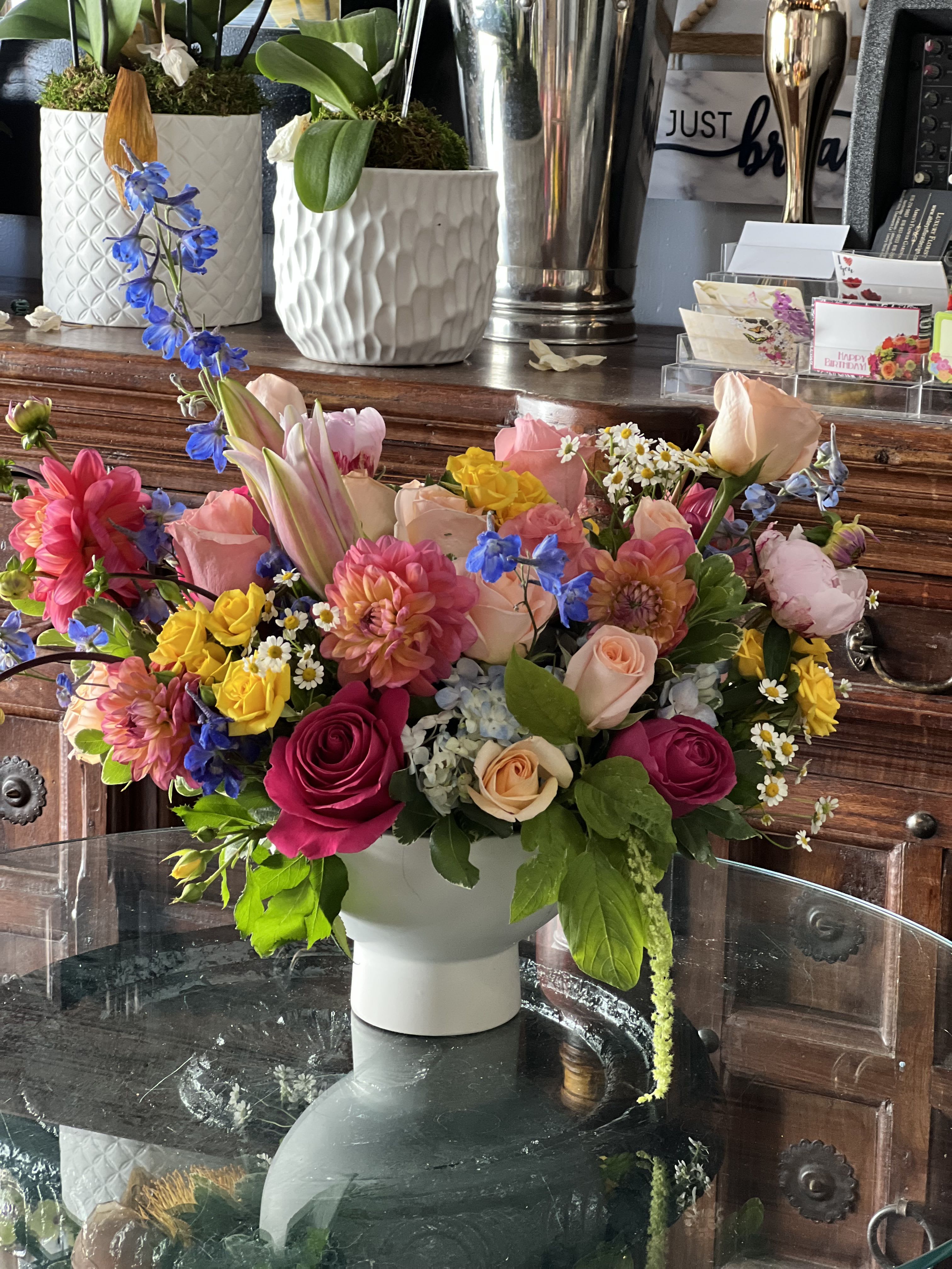 Lavish loving blooms  - An amazing loving creation of the most beautiful blooms like rananculous, roses, peonies, hydrangeas, spray roses, dahlias and more 