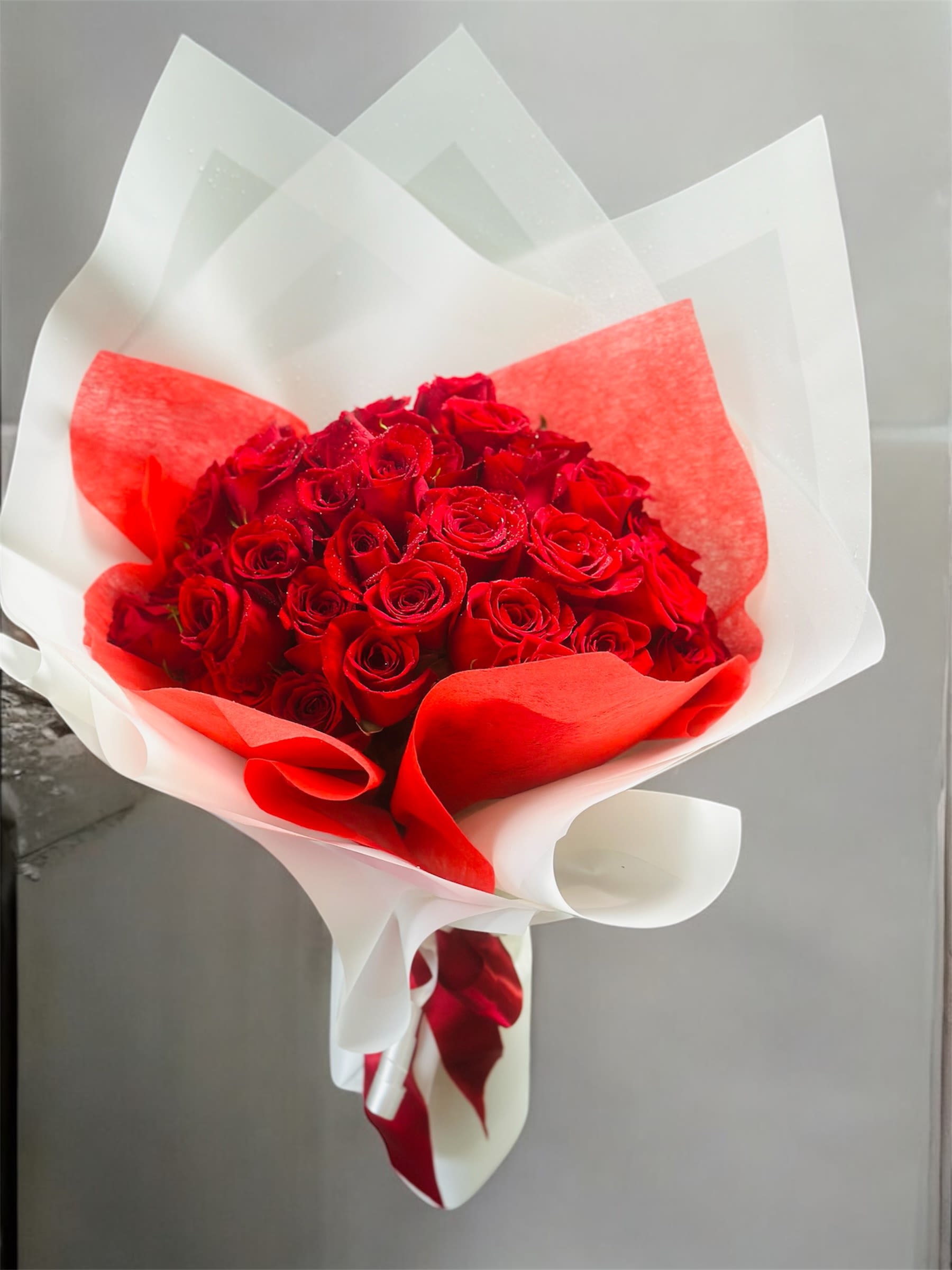 So this is love ️ So this is love ️ - Flowers bouquet, that just speaks for itself, This flower bouquet is filled with 50 of our freshest premium long stem roses, wrapped in our premium wrapping tied with a satin ribbon, Item can be customized simply Ad TO Cart! and leave a note for our designer rather it’s colour or substitution of flowers we are happy to create a flower bouquet designed to your satisfaction!