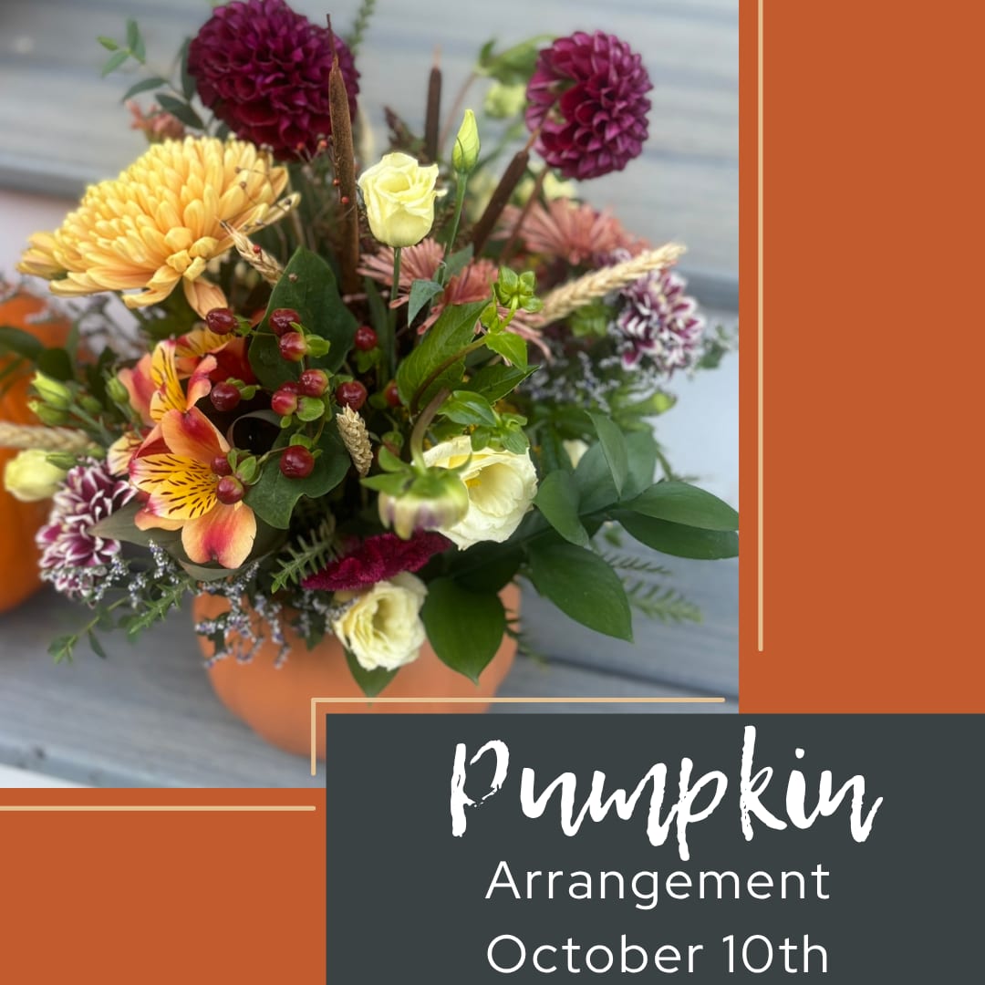 Pumpkin Centerpiece Workshop Friday October 10th - Celebrate fall in style with pumpkins, teas, and baked goods.  Each participant will be led through creating an arrangement using local flowers in a real or ceramic pumpkin by Laura from Sow Wonder Florals.  You will love the experience of creating as well as the pride of admiring your creation weeks afterwards.    When: October 10th Time: 7pm-8:30pm Where: The Reister's Daughter 202 Main Street, Reisterstown, MD 21136 