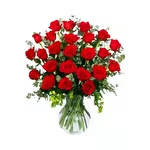24 Radiant Roses - Sometimes a dozen roses just won't do! Express your love with this magnificent display of roses! Let the message be clear with beautiful red roses from the default user / USA. Includes rose vase, foliage: leather leaf, ivy, eucalyptus, red roses. 