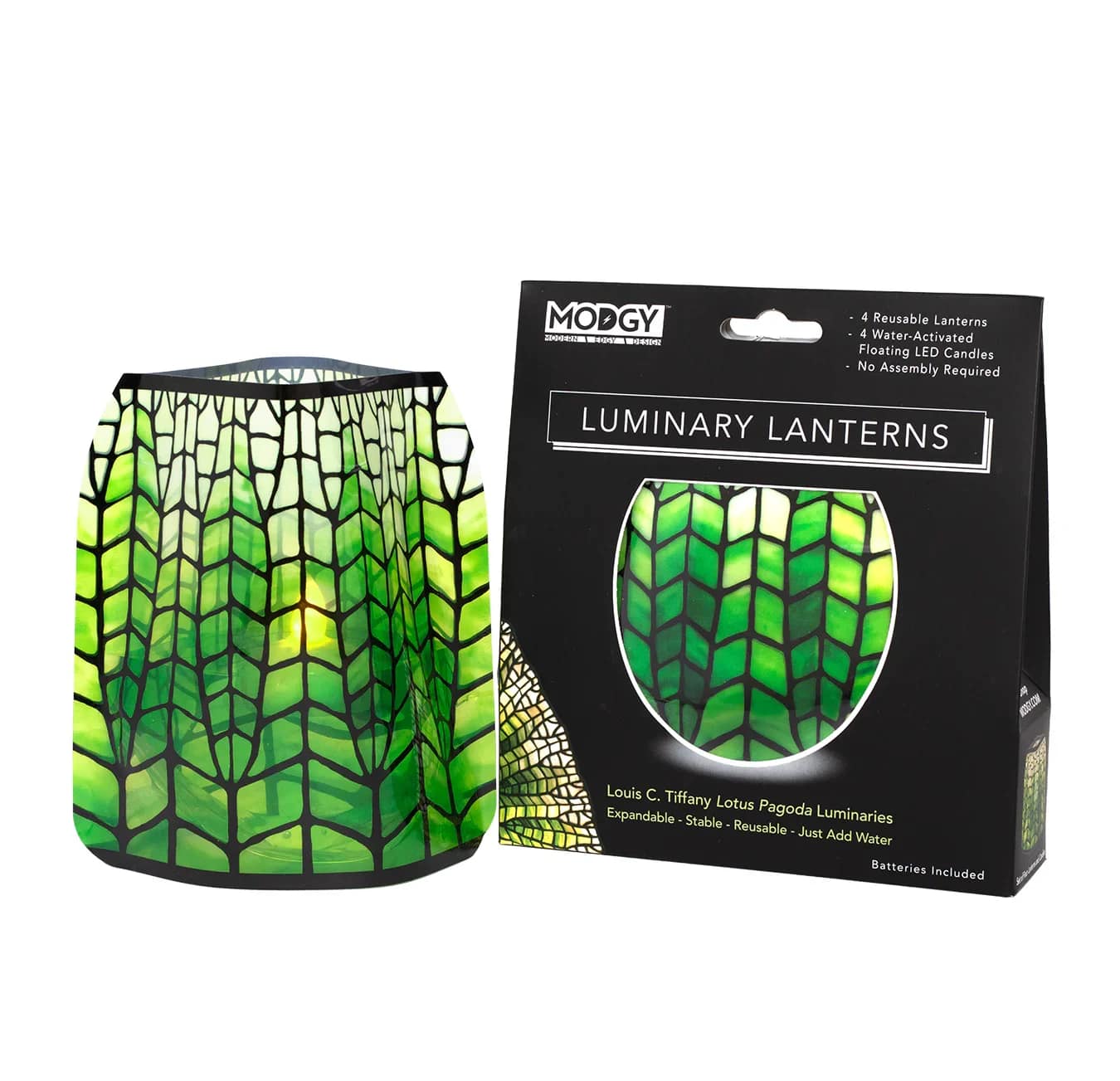 Green Lotus Pagoda Luminary Lanterns Green Lotus Pagoda Luminary Lanterns - Each pack including four lanterns and four water-activated LED candles, batteries included. Setting the mood with soft lighting and eye-catching designs, these collapsible wonders enhance every moment. Modgy luminaries offer functionality and elegance perfect for any occasion, from large events to tranquil evenings.