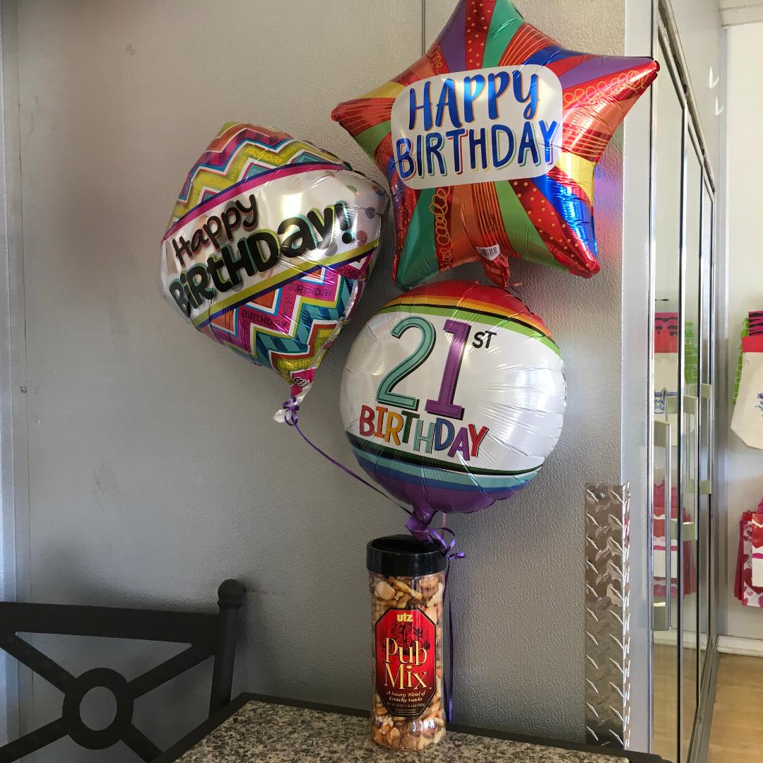 21st Birthday &amp; Pub Mix - As shown w/ 3 balloons