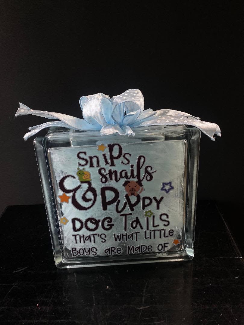 Snips, Snails, and Puppy Dog Tails - &quot;Snips, snails, and puppy dog tails, that's what little boys are made of&quot; light up baby block