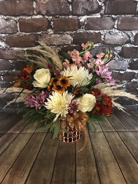Hopeful Dreams Bouquet Hopeful Dreams Bouquet - A beautiful glass mosaic cylinder filled with a bountiful mixture of flowers. Approx. 12" W x 14"H
