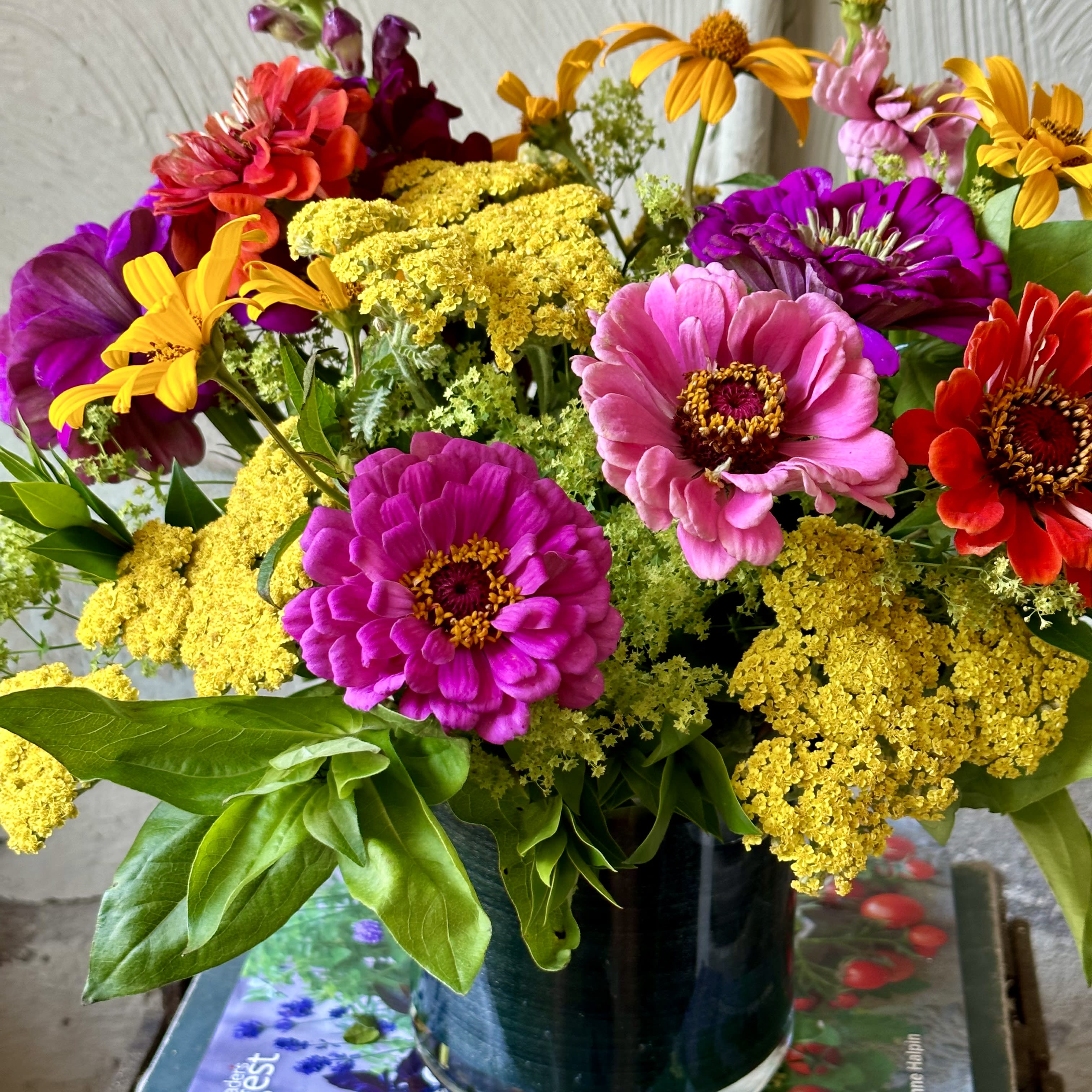 From the Garden - A lovely assortment of seasonal flowers! Zinnas, Snapdragons, Yarrows, Echinacea and other fresh beauties in stock!