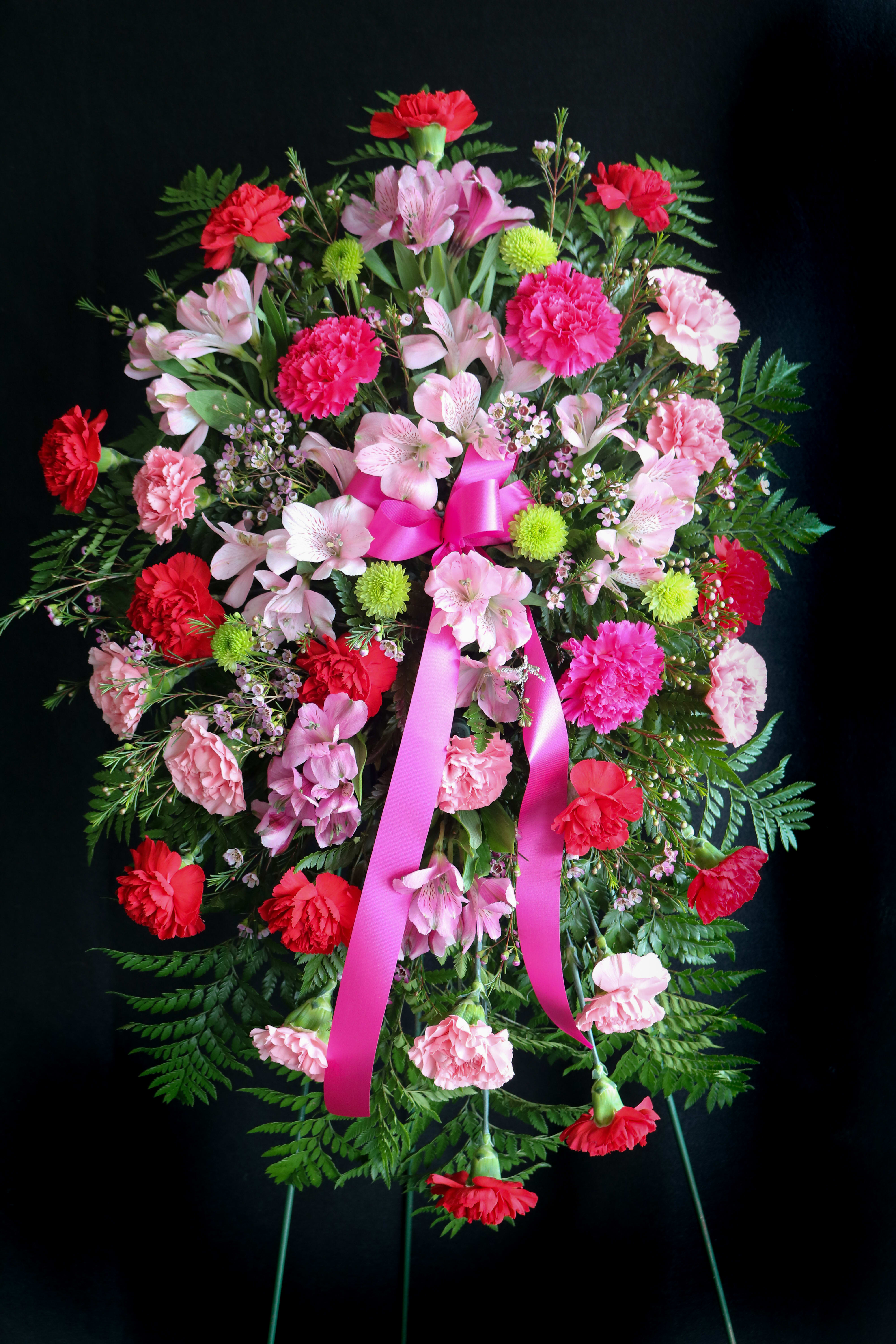 Pink & Red Spray Pink & Red Spray - pink alstroemeria & carnations alongside a splash of red carnations