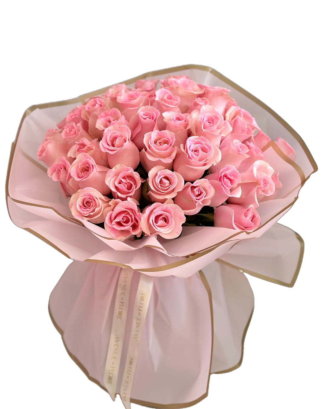 Pink Glitter Rose Bouquet - Introducing our Pink Glitter Rose Bouquet—a mesmerizing fusion of romance and sparkle that transcends ordinary floral arrangements. Each delicate pink rose is adorned with a subtle shimmer, adding a touch of glamour to the classic beauty of these blooms. Perfect for special occasions or as a statement piece in your home, this bouquet is a celebration of love and sophistication.  