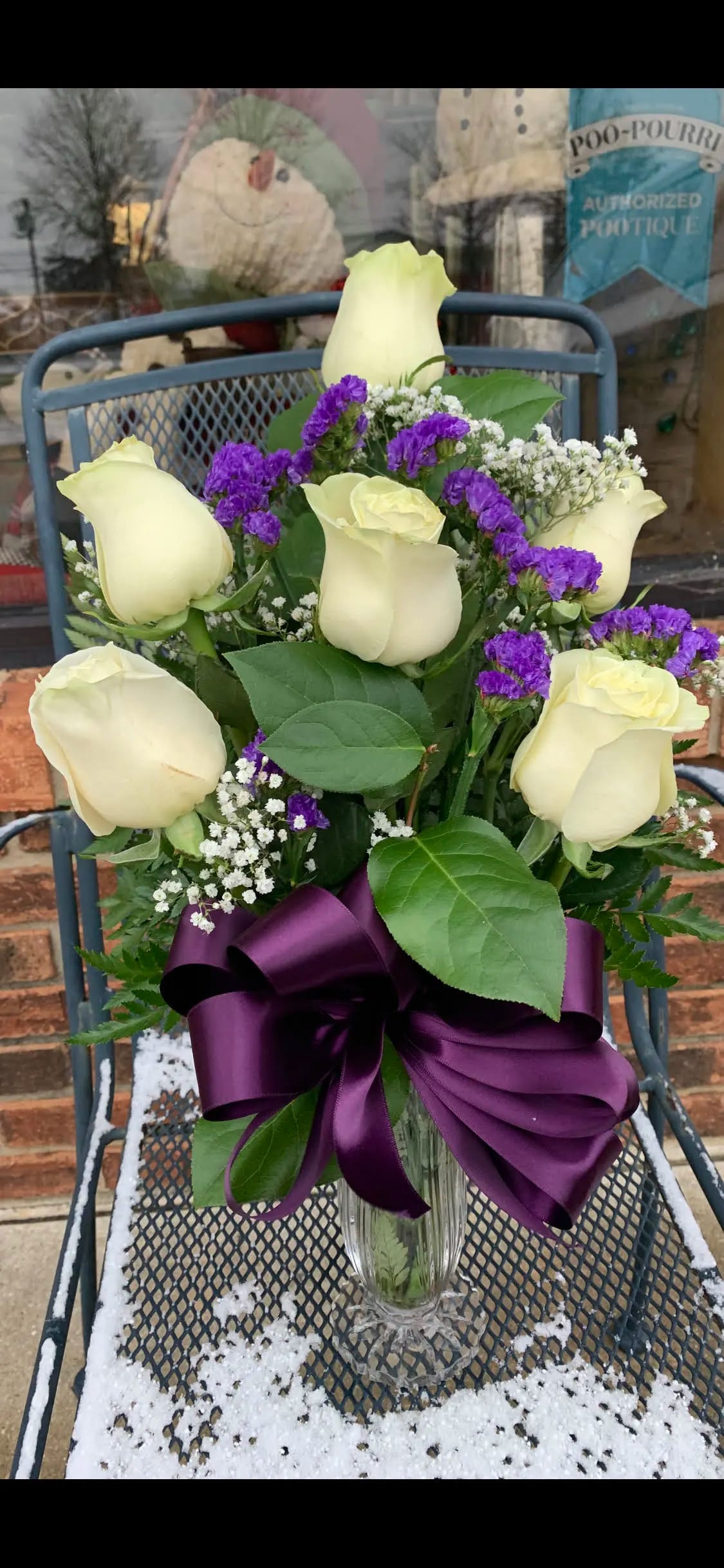 Thoughts Of You II Thoughts Of You II - This is an upgraded version of our ever so popular Thoughts Of You Bouquet - this version contains 6 roses, greens, fillers and a bow - The simple beauty of six lovely roses displayed in one our of many vases with a touch of fresh accents. Each gift is hand-designed, so colors, varieties and container may vary due to local availability. We will choose the freshest/color roses we have in stock unless otherwise noted in the special instruction area of the order. *ARRANGEMENT IS ONE-SIDED*