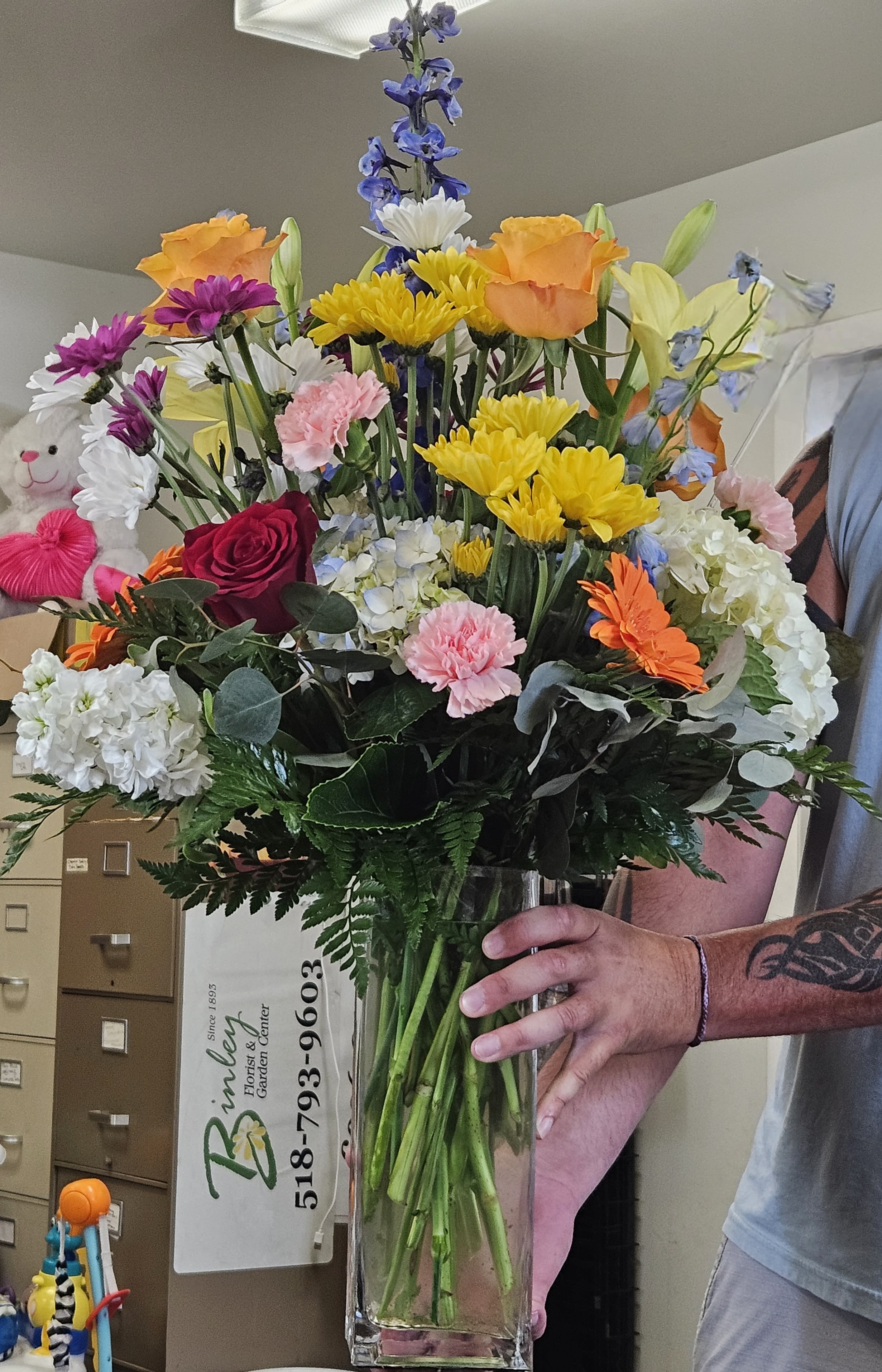 BEAUTIFUL BLOOMS - THIS LARGE VASE OF ASSORTED COLORFUL BLOOMS IS PERFECT FOR ANY EVERYDAY EVENT