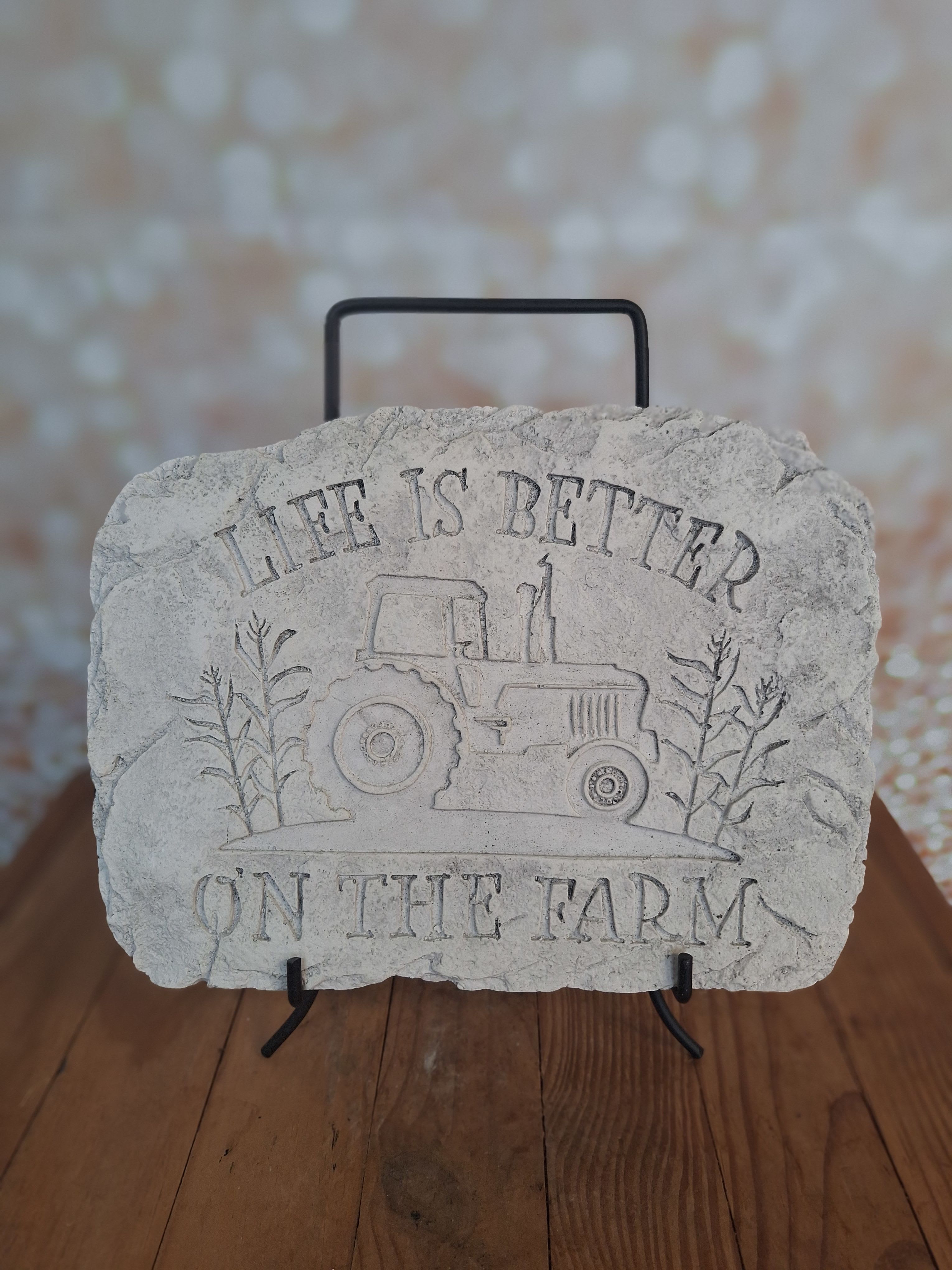 Farmer's Keepsake - Engraved rock, with stand, to show your appreciation of remembrance. 10 inches wide and 7 inches tall