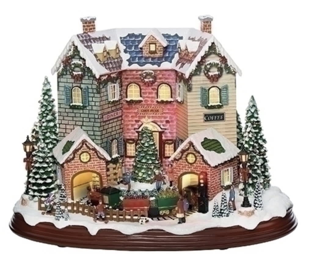 CHRISTMAS- 10.75"H MUSICAL LED 3 BUILDING VILLAGE;TRAIN;ROTATE; BATT OP CHRISTMAS- 10.75"H MUSICAL LED 3 BUILDING VILLAGE;TRAIN;ROTATE; BATT OP - Musical Tune(s) VARIOUS CHRISTMAS SONGS Theme AMUSEMENTS Division CHRISTMAS Materials MDF (MEDIUM DENSITY FIBERBOARD) Dimensions 10.75"H 11.25"W 14.75"D