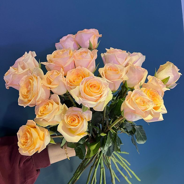 Sweet Cream Dream - These creamy peach roses glow with the gentleness of golden hour—when everything feels a little softer, slower, and more tender. “Sweet Cream Dream” is for the moments that don’t need grand gestures—just presence, warmth, and love in its simplest form.  Perfect for anniversaries, just-becauses, or the person who lights up your days.