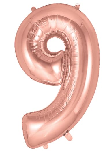 34in Rose Gold #9 Mylar Balloon 34in Rose Gold #9 Mylar Balloon - 34in rose gold number 9 great addition to any stuffed animal, box of chocolates, or floral arrangements. Can also be used in conjunction with another number balloon.