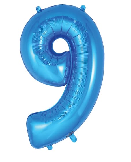 Blue 34in "9" Mylar Balloon Blue 34in "9" Mylar Balloon - Blue 34in "9" add to any stuffed animal, box of chocolates, floral or balloon bouquet