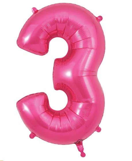 Pink 34in "3" Balloon Pink 34in "3" Balloon - Pink 34in "3" balloon add to any stuffed animal, box of chocolates, floral or balloon bouquet