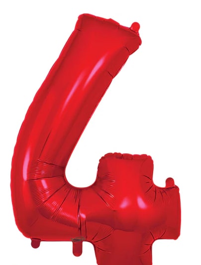 Red 34in "4" Red 34in "4" - Red 34in "4" add to any stuffed animal, box of chocolates, floral or balloon bouquet