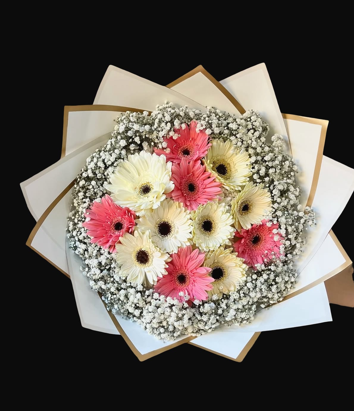 Gerber Surprised Wrapped Bouquet Gerber Surprised Wrapped Bouquet - Gerber Surprised Wrapped Bouquet, deluxe shown