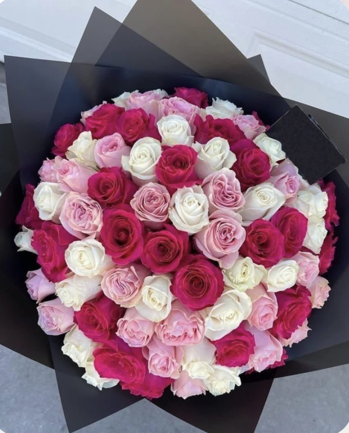 Multicolor Rose Bouquet  - 75 Beautiful hand wrapped bouquet with red, white,  and pink roses. 