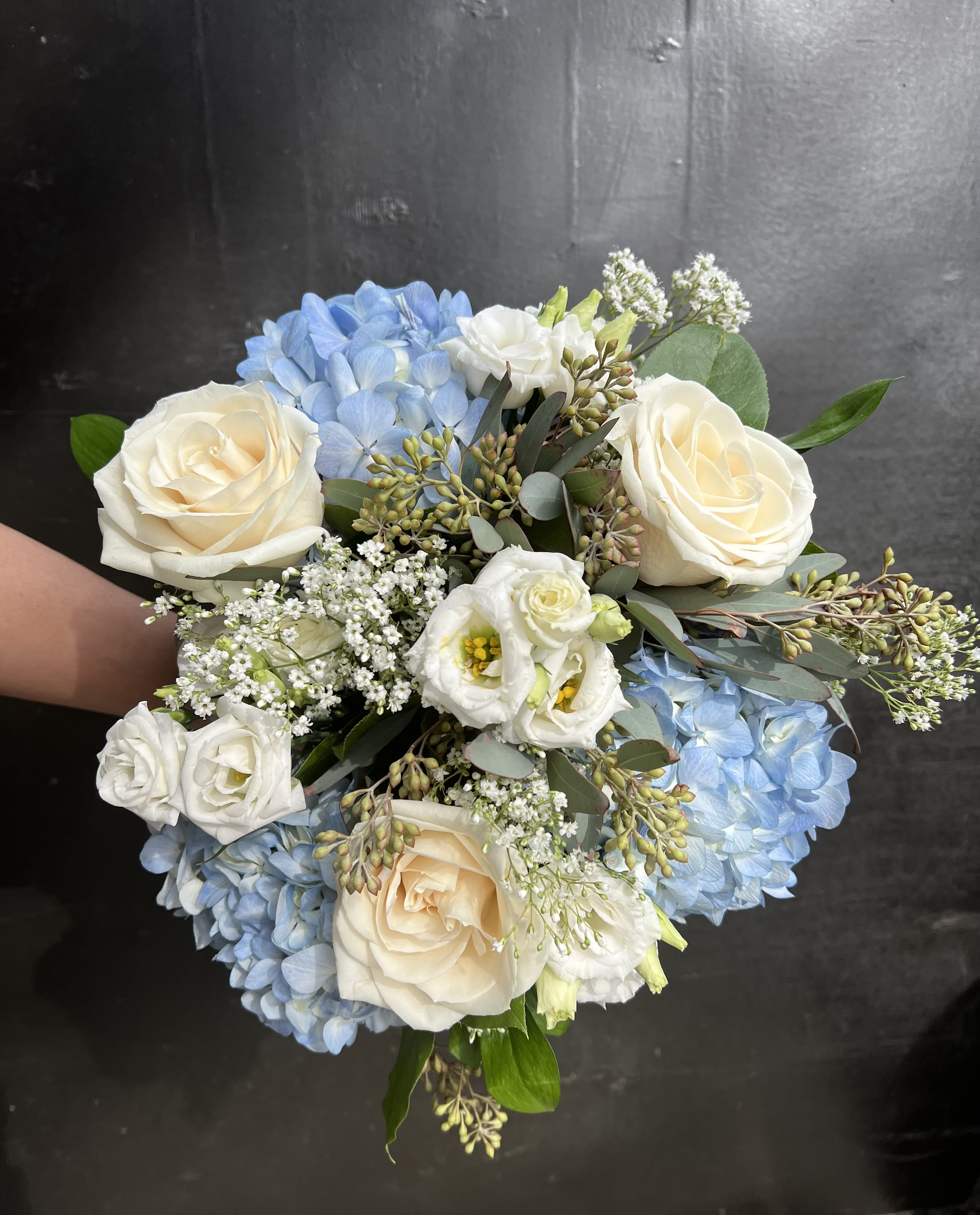 Blue blooms - A wonderful blue and white bouquet for our Columbia Grads.  And other occasions!!