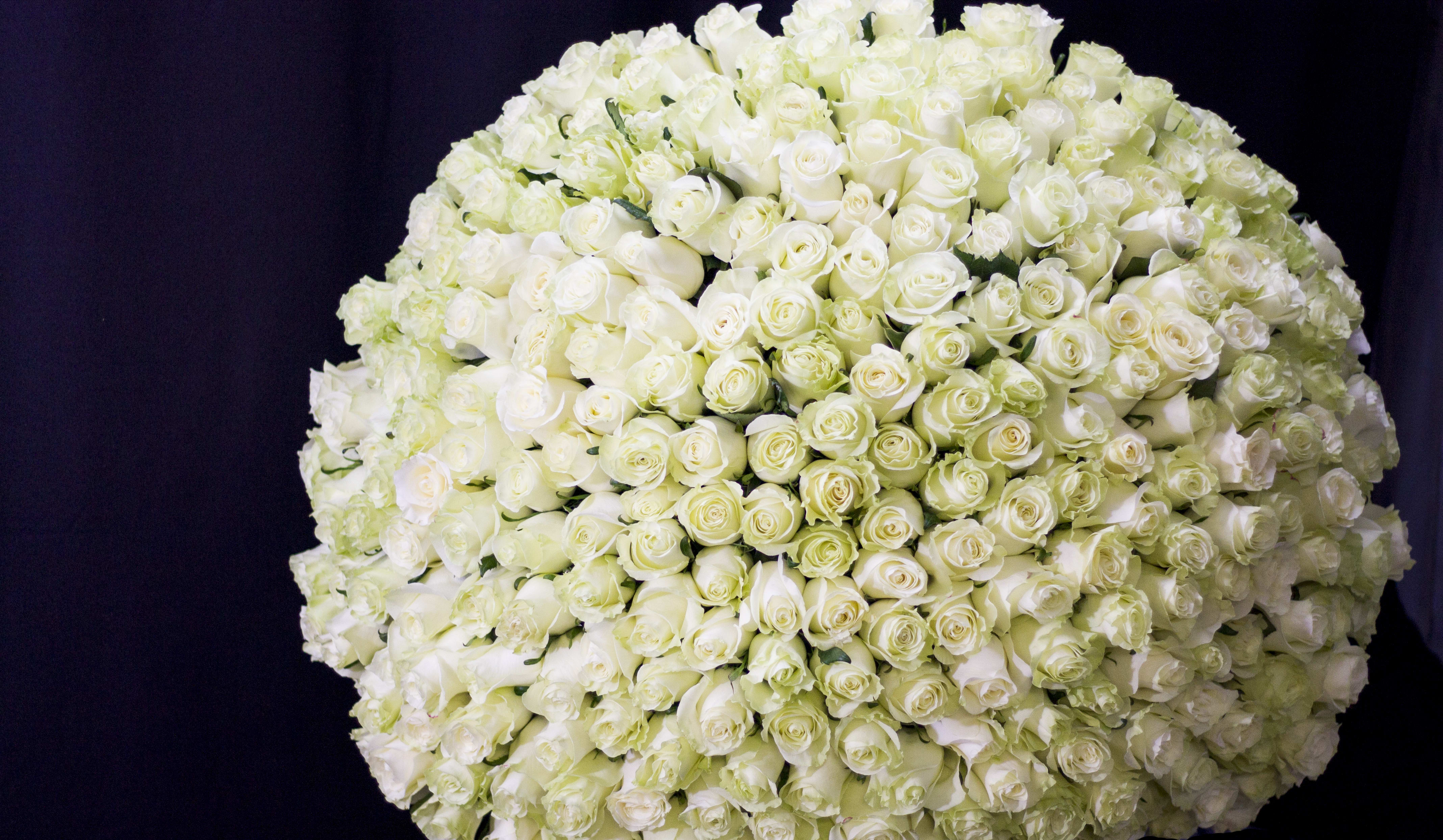 300 White Roses Bouquet  - An awesome Roses arrangement!!! 300 White Long Stemmed Premium Roses Bouquet.  Picked and Designed By Owner and creative Director.  