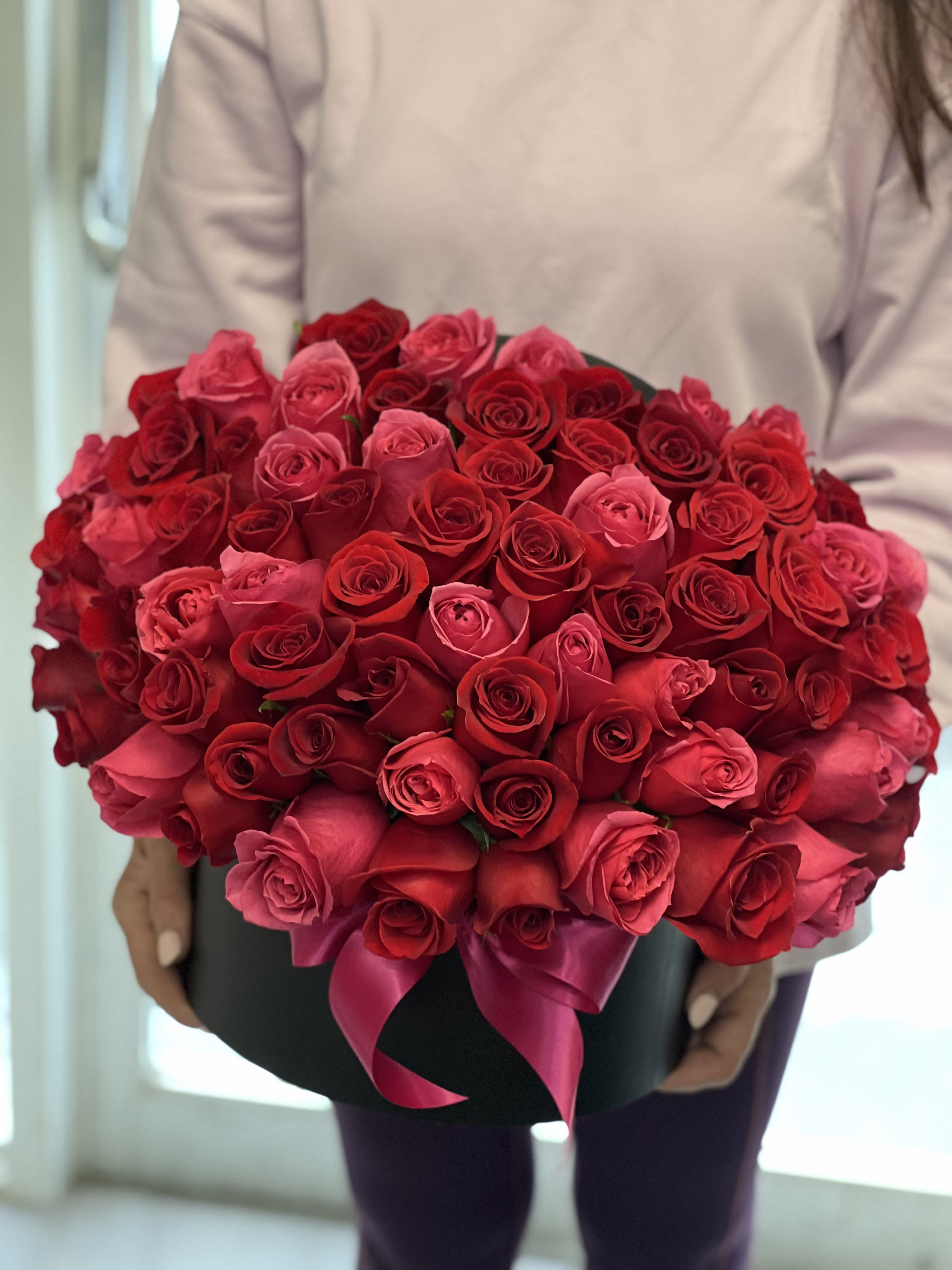 75 red and hot pink roses in a box - 75 red and hot pink roses in a box