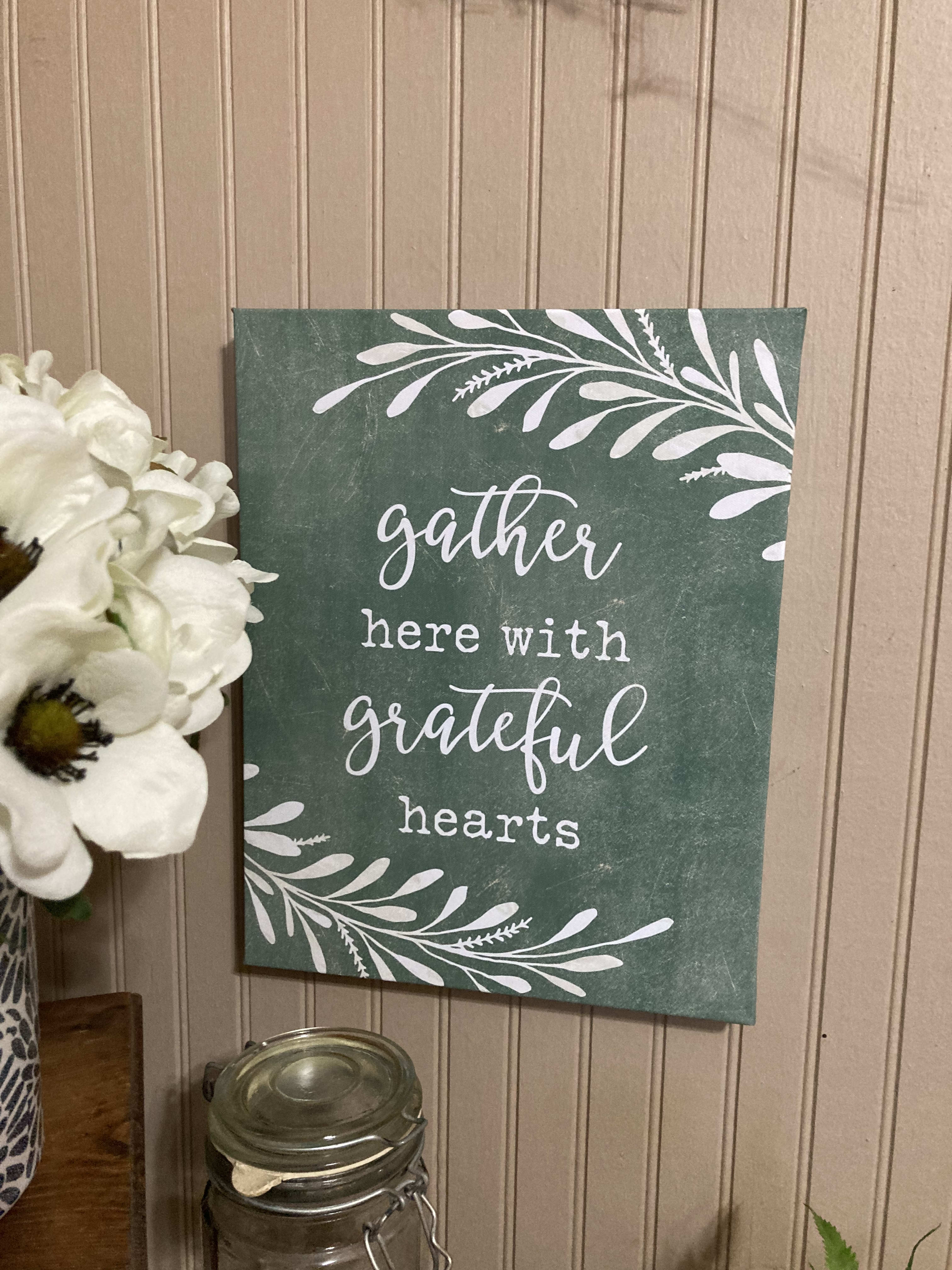 Gather Canvas Gather Canvas - Gather here with grateful hearts. Canvas. Wall decor.