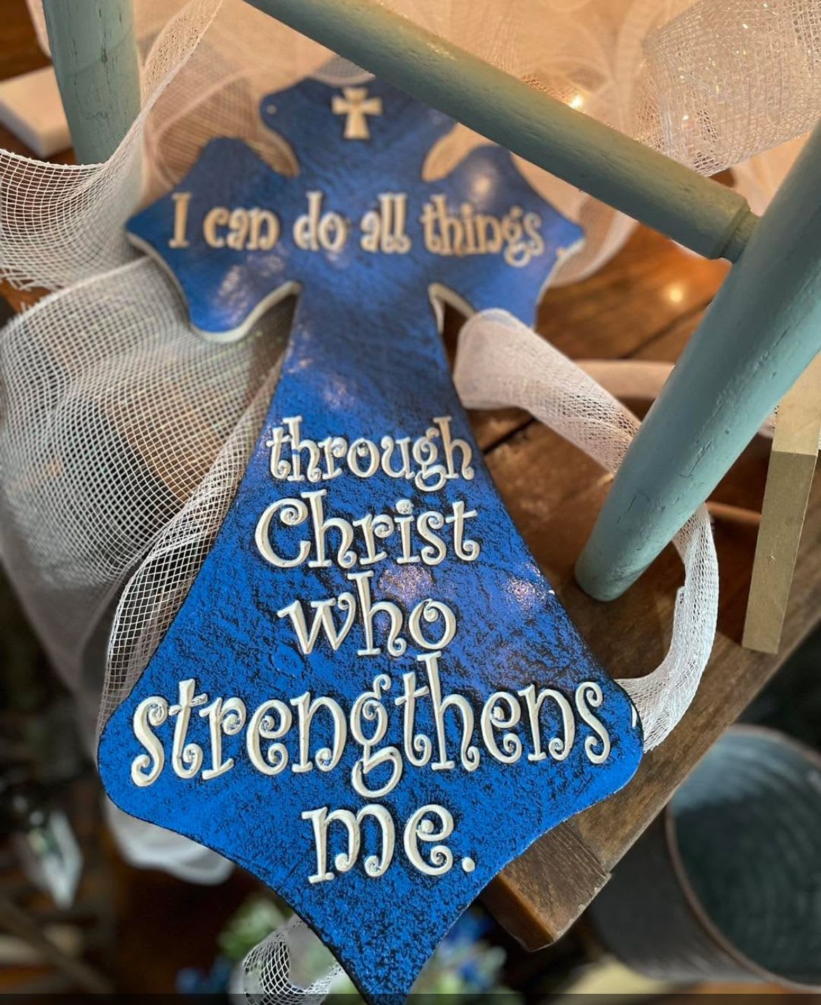 Phillipians 4:13 Cross Phillipians 4:13 Cross - This resin wood cross is a very sweet sentiment . It is made to hang on a wall or door