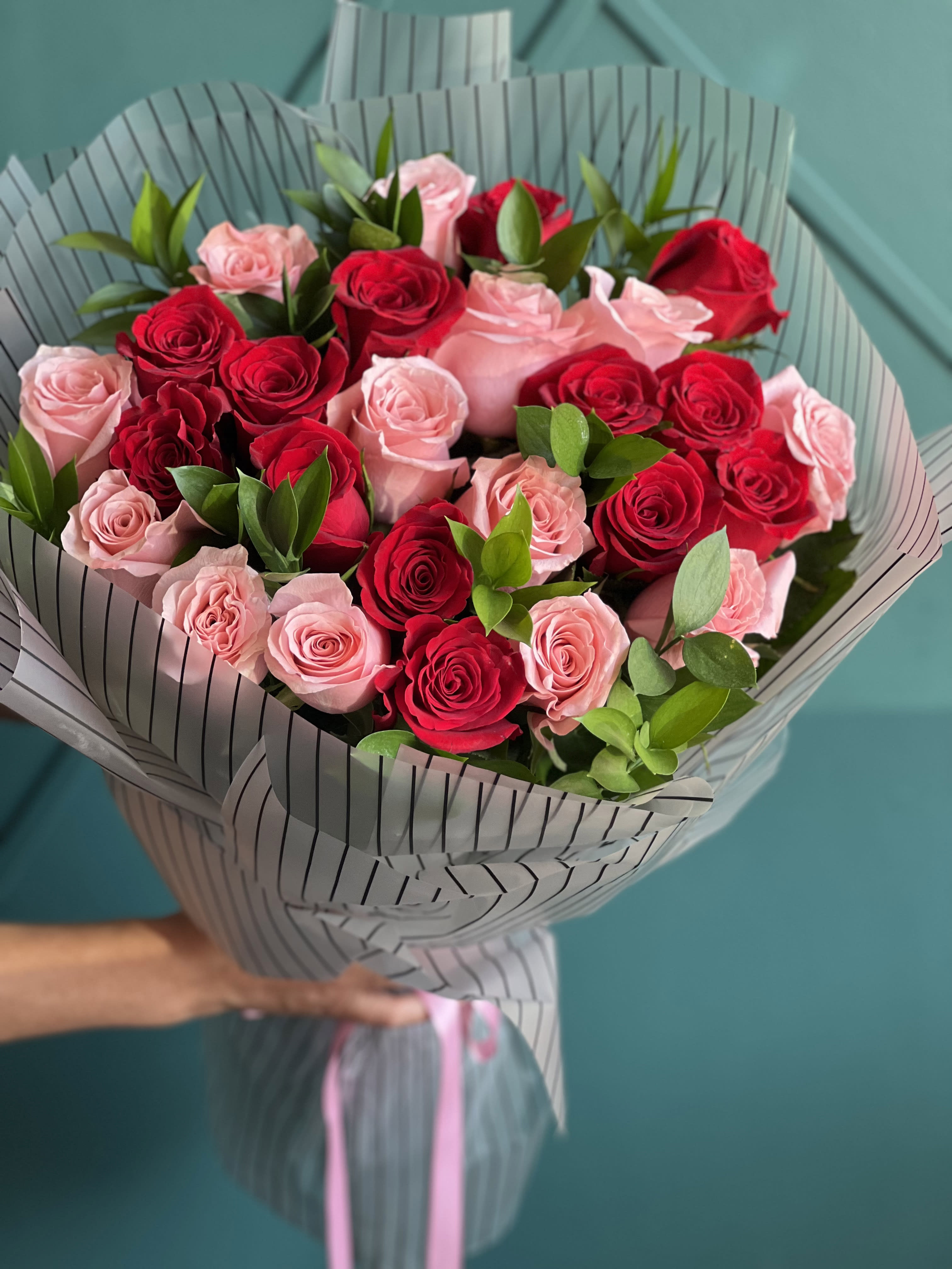2 Dozen red and pink roses bouquet  - 2 Dozen red and pink roses bouquet . Vase not included 
