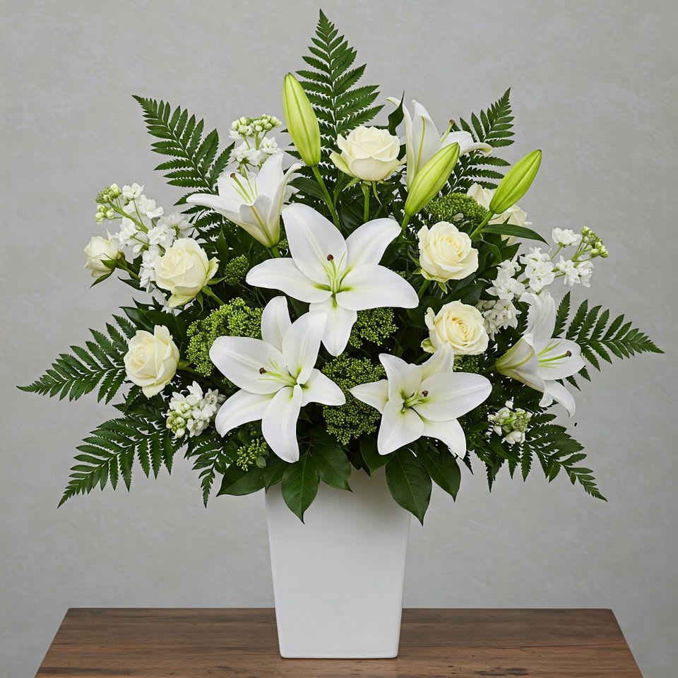 Whispering Angel Whispering Angel - Each of our floral arrangements is thoughtfully handcrafted and presented as shown, ensuring you receive the same timeless beauty and care we design in every piece”