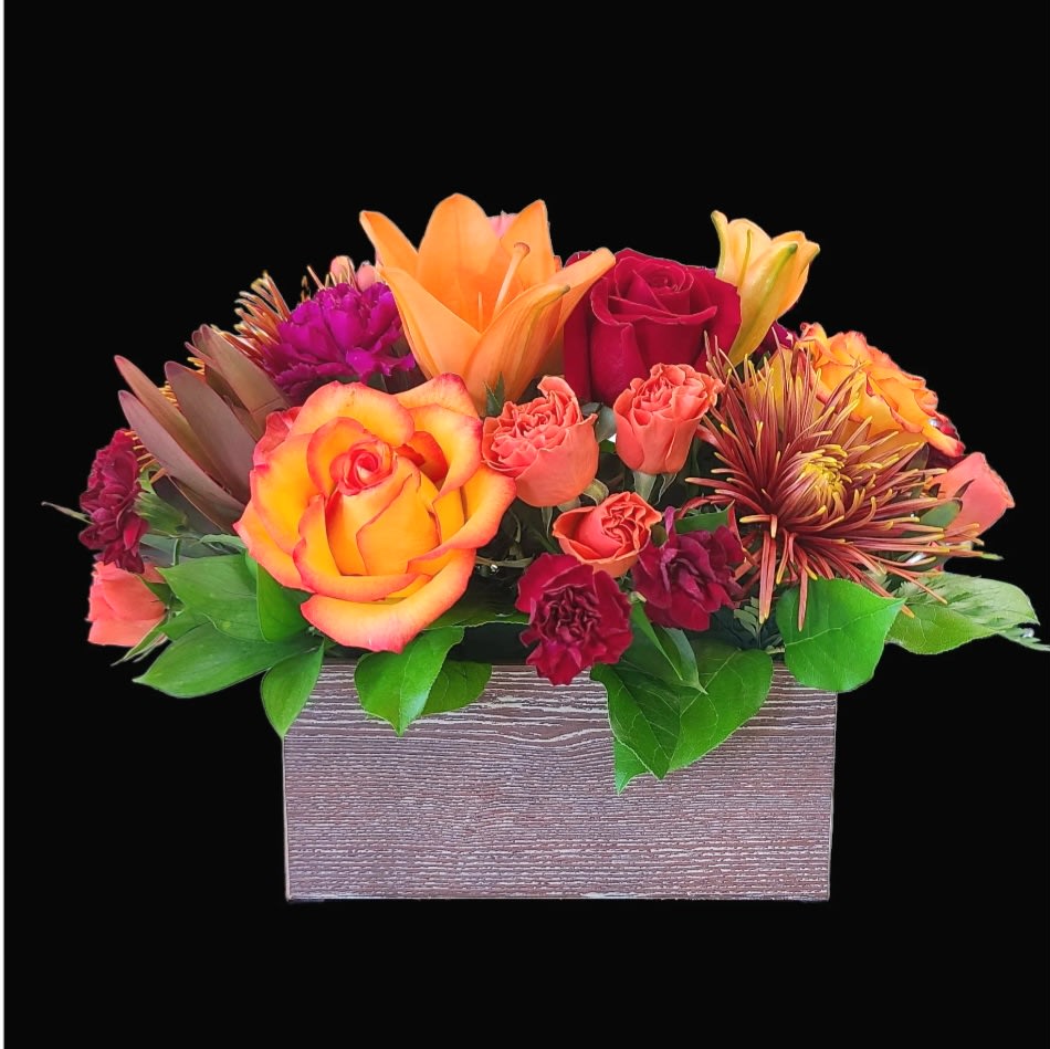 Splendor of Autumn - Wouldn’t life be more convenient if seasons came in boxes? We already have boxed wine, boxed lunches, and boxing matches. Seasons need to catch up. Now they have. Introducing the Box of Autumn by BloomNation. Whoever you’re sending this to will smile with seasonal joy upon receiving this abundant box of seasonal blooms. 