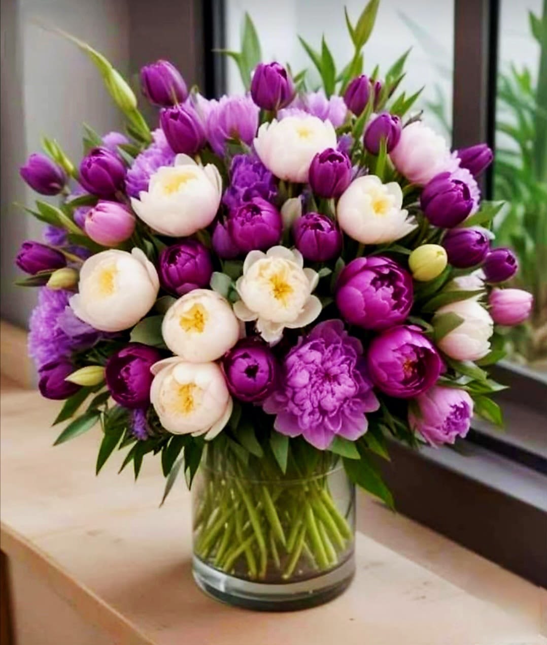 Grand Bouquet by Pretty in Petals Grand Bouquet by Pretty in Petals - A stunning and lavish display of premium blooms, the Grand Bouquet is designed to make a grand statement. This exquisite arrangement features an impressive selection of peonies, tulips, and purple flowers, lush greenery, and elegant accents, creating a breathtaking centerpiece for any occasion. Its rich colors and luxurious textures exude sophistication and joy, making it the perfect gift to celebrate life's most memorable moments.