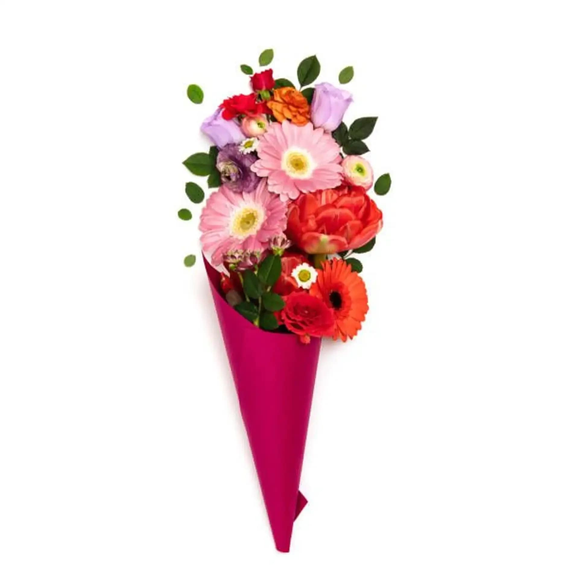 Sweet Honey Pie! - Honey Pie bouquet, a vibrant mixed floral wrap, Roses, daisies, carnations and button mums.