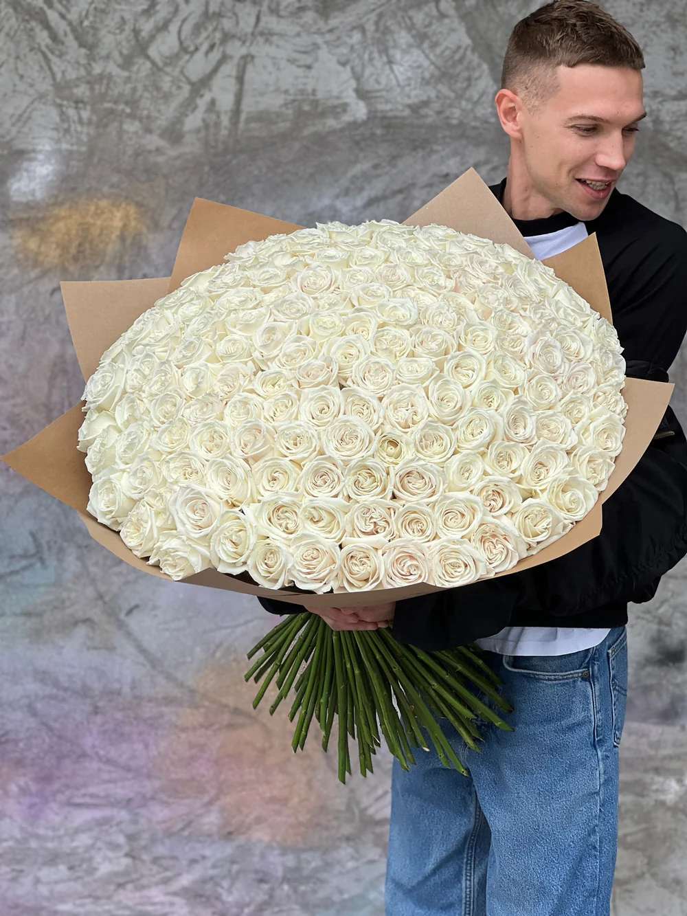 NO. 444 - TWO HUNDRED WHITE ROSES NO. 444 - TWO HUNDRED WHITE ROSES - Handcrafted by our expert florist in Studio City, this bouquet features classic roses arranged with timeless elegance and care. Perfect for any occasion, it brings beauty and sentiment together in every petal. Enjoy the convenience of same day flower delivery, making it easy to send love and joy right when it matters most. Discover the charm of a rose bouquet that speaks volumes. Bouquet of 200 roses.