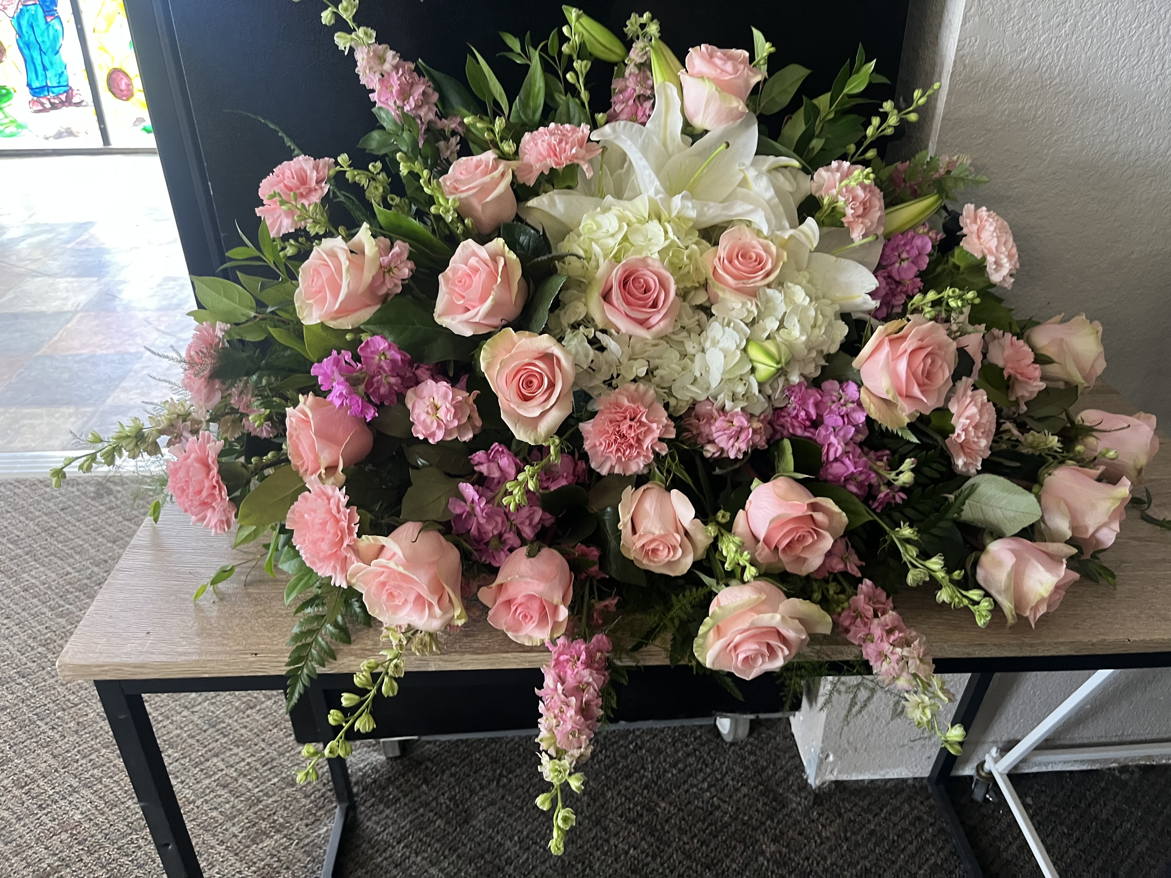Pink Casket Floral  - Fresh mix flowers for casket 