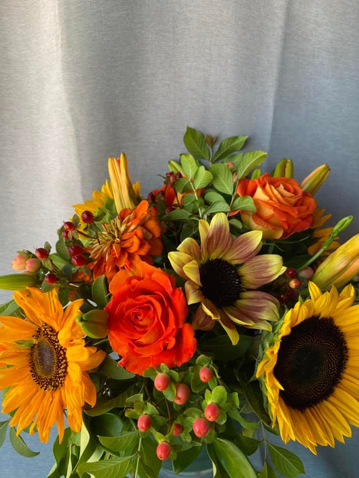  Summer Sunflowers BQ - Sunflowers, Roses, bright colored field flowers