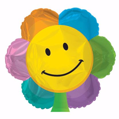 "Smiley-Face-Flower" mylar helium Balloon "Smiley-Face-Flower" mylar helium Balloon - This bright and delightful "Smiley-Face-Flower" is sure to add that special touch to any floral design!