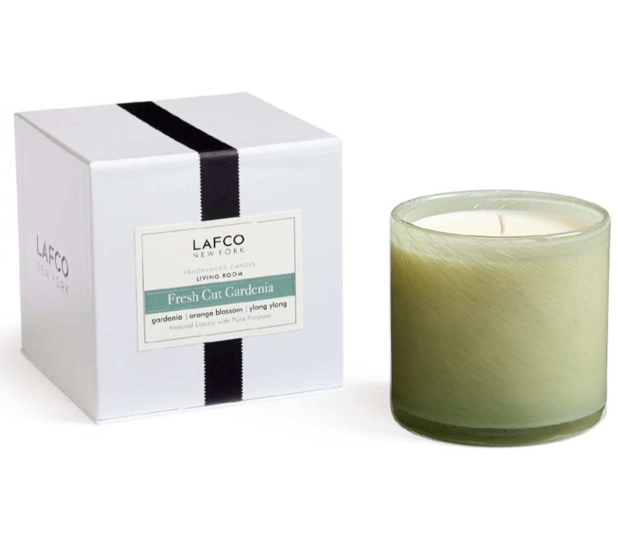 Lafco Fresh Cut Gardenia Candle - Lafco Single Wick Candle | Fresh Cut Gardenia 15.5oz  Bright top notes of armoise quickly disappear. The honeyed aroma of gardenia on a bed of fresh cedar melds into the delicate sweetness of orange blossom and ylang ylang. Tax free. Same-day hand delivery. 