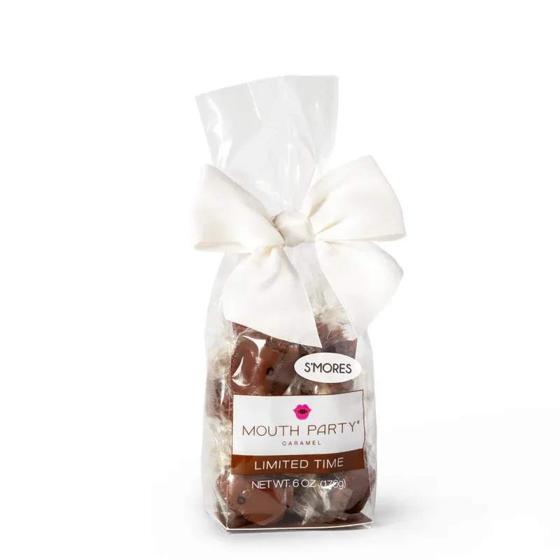 Mouth Party LIMITED TIME S'mores Caramels Mouth Party LIMITED TIME S'mores Caramels - Marshmallow flavored caramel dipped in semi-sweet chocolate and topped with gluten free graham cracker crumbs. 6oz bag = approx. 14 caramels. Tax free. Same-day hand delivery. We are a local florist in Wilmington, Delaware that delivers fresh flowers on the same day for delivery near you. Our flower shop services the Wilmington and Newark Delaware areas. We are a flower shop near you that is tax free and provides hand delivered flowers. We offer sympathy/funeral flowers and are a full service florist that offers online flowers and fresh flower arrangements. You can send flowers from our flower shop to Wilmington, New Castle, Newark, Hockessin, Chadds Ford, Kennett Square and other local cities near us.