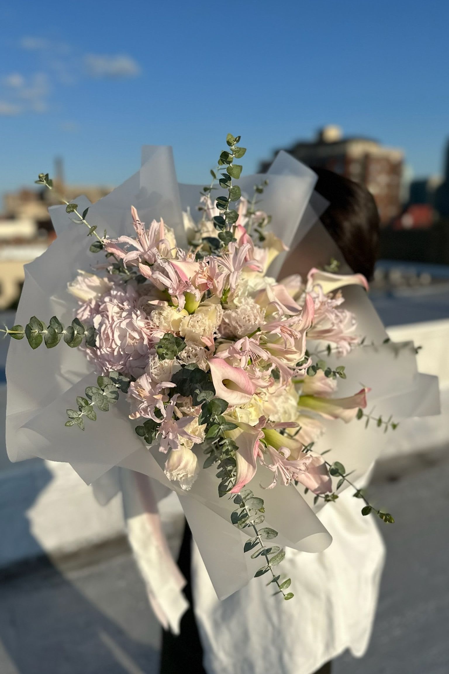 Soft Statement - A bold and textured bouquet with sculptural movement and an untamed silhouette. Deep magentas and soft greens create contrast and drama, while the wild composition brings a raw, editorial energy. Designed for those who prefer florals with edge and attitude.