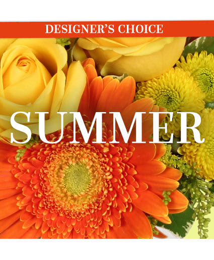 Summer Designer's Choice Floral Arrangement Summer Designer's Choice Floral Arrangement - Feel the heat with these summer flowers! Designed by our expert florists, our Designer’s Choice summer arrangement is perfect for capturing the beauty of the season! Treat yourself to some beautiful home decor or gift someone you love with this stunning fresh flower arrangement.