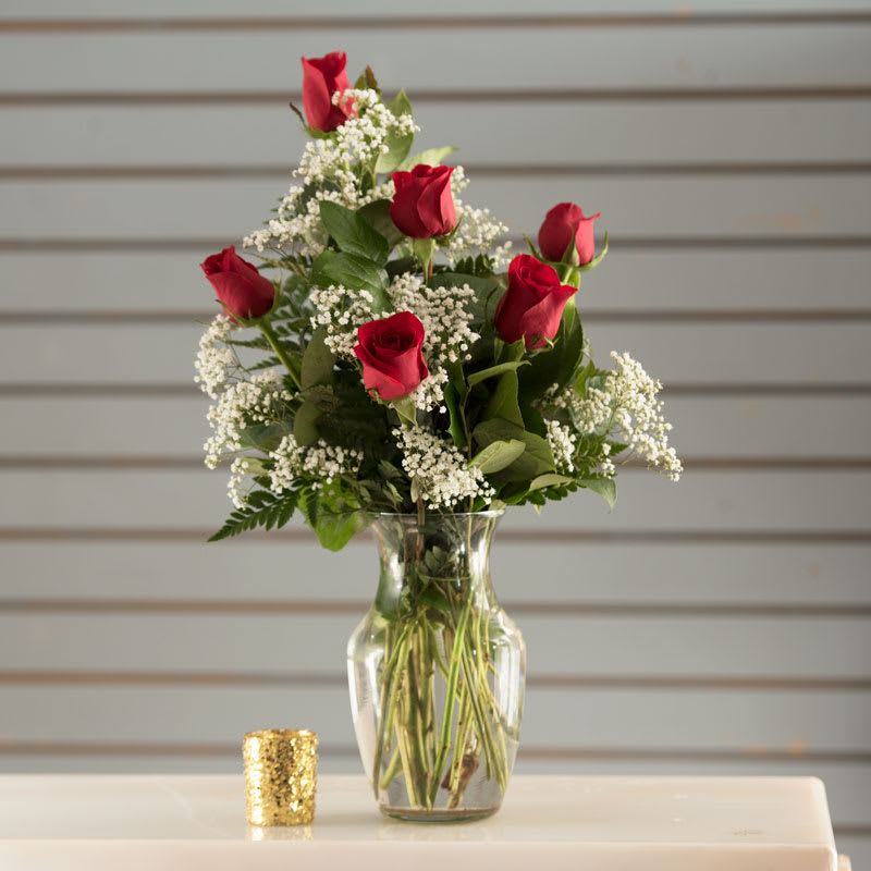 6 rose vase 6 rose vase - 6 roses of preferred color choice