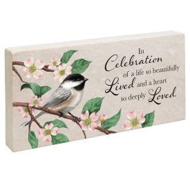 Marble Paver Plaque 'In Celebration of a Life' - Marble Paver - 'In celebration of a life so beautifully lived and a heart so deeply loved.' Natural stone, may include imperfections. Weather friendly.