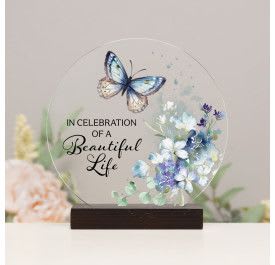 Round Glass Sitter Plaque 'In Celebration' - 26442