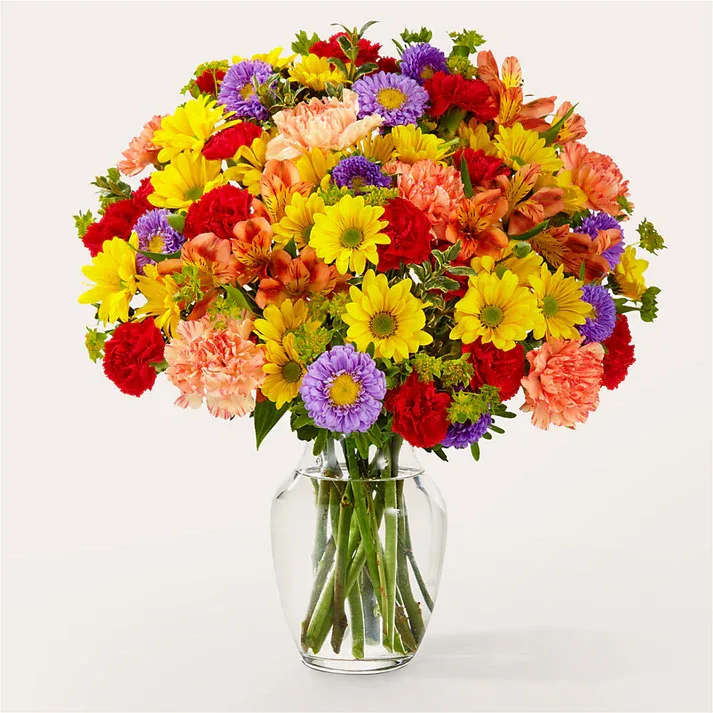 Kaleidoscope Bouquet (exquisite) Kaleidoscope Bouquet (exquisite) - A colorful spectrum of carnations, daisies and alstroemeria make for a gorgeous way to spread joy any day. Details Designed by florists, ready to display. For long–lasting blooms, replace the water daily. We suggest trimming the stems every couple days. Pet Safety Precautions: This bouquet or plant may include flowers and foliage that are known to be toxic to pets. To keep them safe, be sure to keep this arrangement out of your pet's reach.